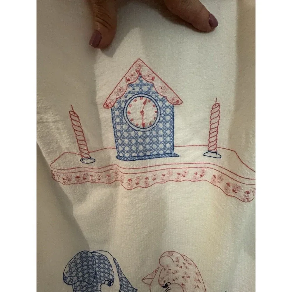 Vintage Homemade Hand Cross Stitch Baby Nursery Crib Bedding Blanket 40x 56 Dogs